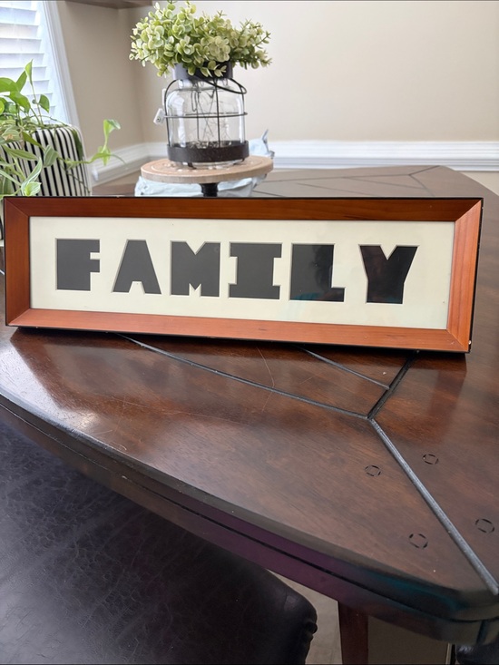 Other - FAMILY Framed Wood Wall Sign - Black Letters on Cream
